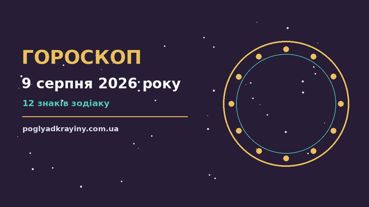 Гороскоп на 9 серпня 2026 року: ключові моменти дня для впевненого початку дня
