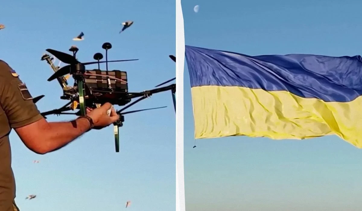 В Одеській області прикордонники підняли дроном 12-метровий прапор